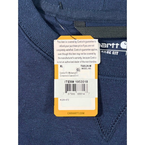 Carhartt TS0124-L Loose Fit Crewneck Sweatshirt Navy Company Logo Men’s XL NWT