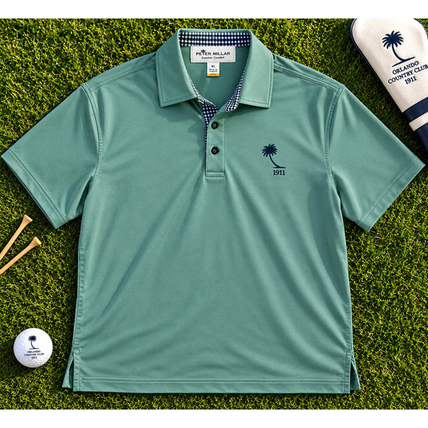 Peter Millar Summer Comfort Orlando Country Club Golf Polo Sz. XL Green Stretch