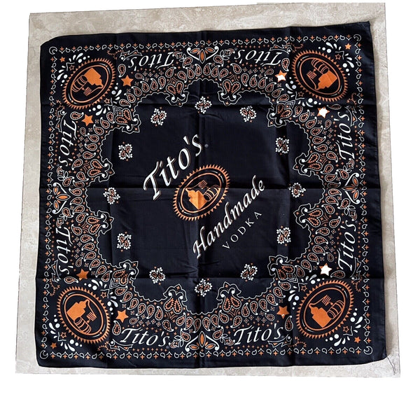 Tito's Handmade Vodka Austin, Texas- Black & Orange Bandana/Scarf/ Handkerchief