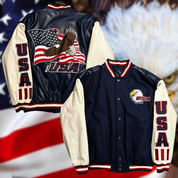 Steve and Barry’s USA Eagle Varsity Jacket Bomber Size XL EUC Vintage Y2K Wool