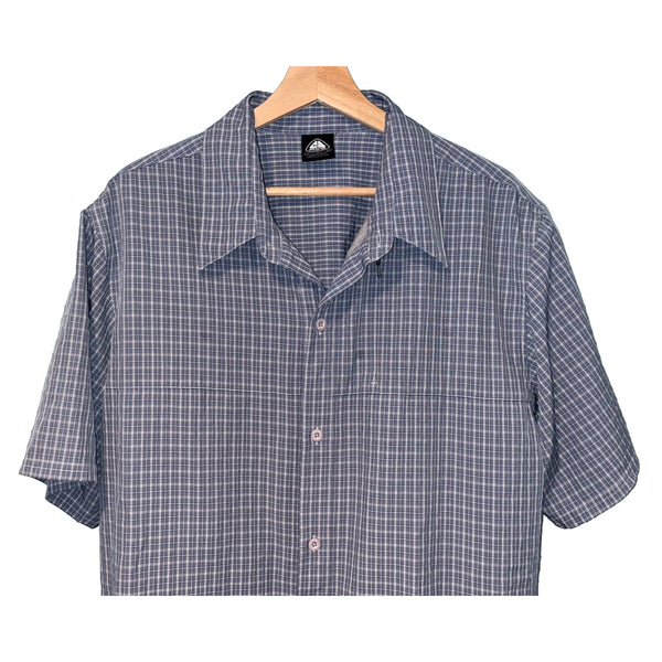 Nike ACG All Conditions Gear Striped Button Down Short Sleeve Shirt Blue Sz. L