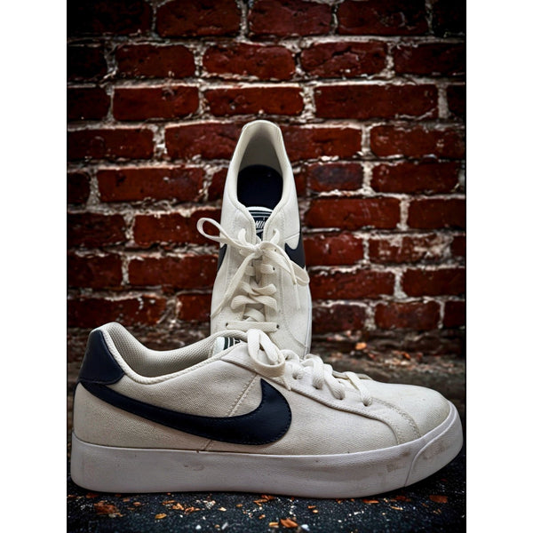 Nike Womens Court Royal AC Canvas Tennis Shoe CD5405 100 White Black Sz 10 EUC