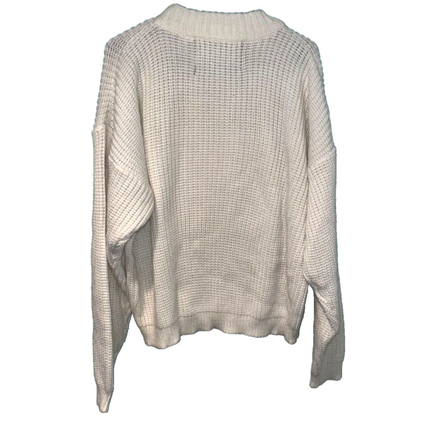 MTV Sweater Cable Knit 1989 Music Grunge Vintage White Sz. XL