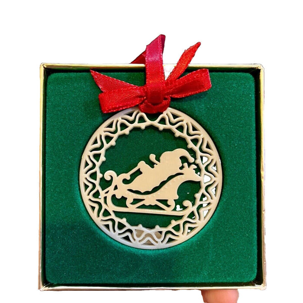 Lenox Christmas Yuletide Ornament Santa in Sleigh Bone China Vintage 1988