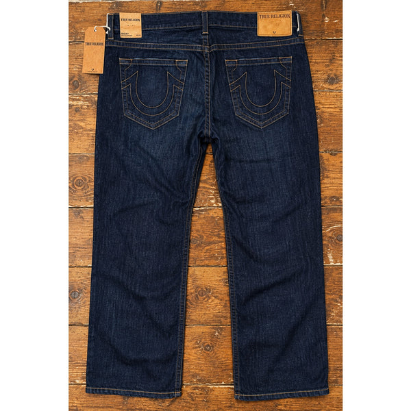 True Religion Ricky Straight Jeans Wanted Man Dark Wash Men's 42x34 Stretch USA