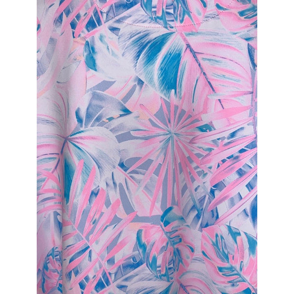 Birdie Bound Polo XL NWT Pastel Palms Floral Golf Shirt UPF 50 Stretch