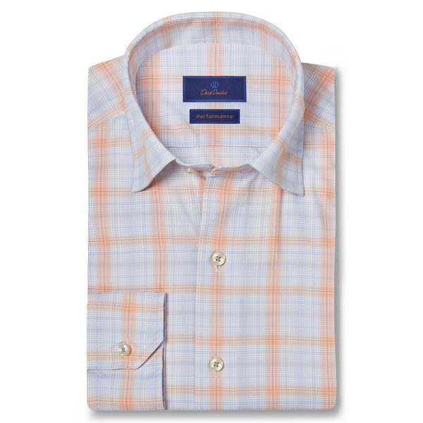 David Donahue Sky Melon Plaid Performance Sport Shirt Men's M NWT MSRP $165