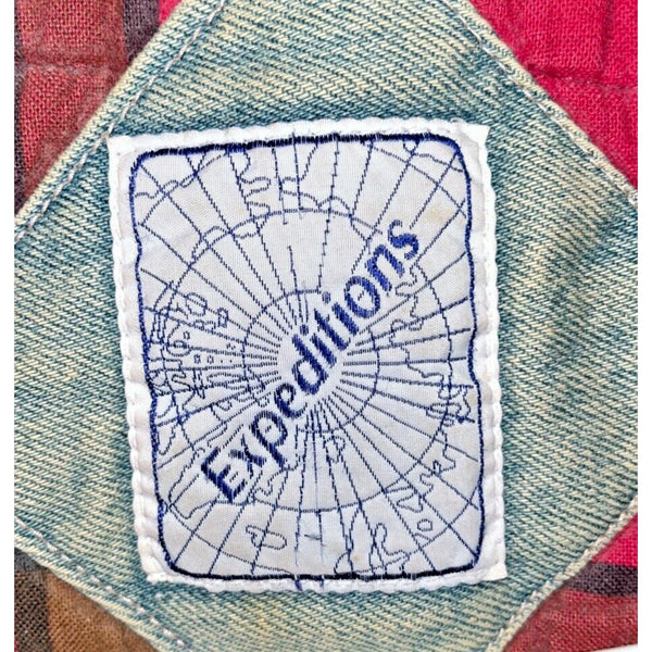 Expeditions Vintage 90s Acid Wash Denim Vest Flannel Lined Distressed Men’s L
