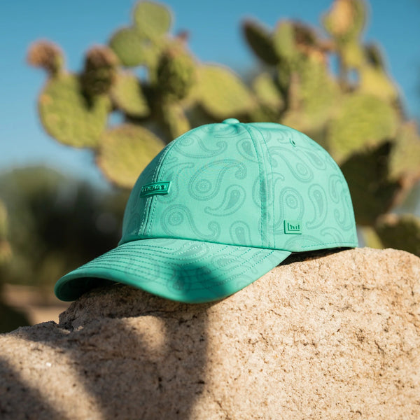 Melin Hydro The Legend Links Hat Classic Neo Aqua Green Paisley Golf Cap NWT
