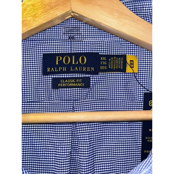 Polo Ralph Lauren Classic Fit Gingham Performance Shirt Navy White 2XL NWT