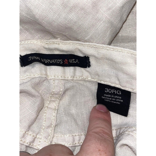 John Varvatos USA Linen Pants Men's 30x30 Cream 5 Pocket Straight Leg Casual