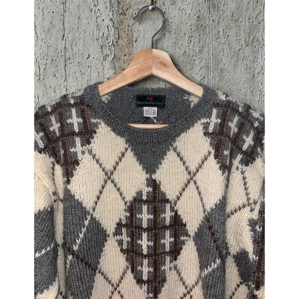 Abercrombie & Fitch Virgin Wool Argyle Sweater Mens M Made Uruguay Vintage 80s