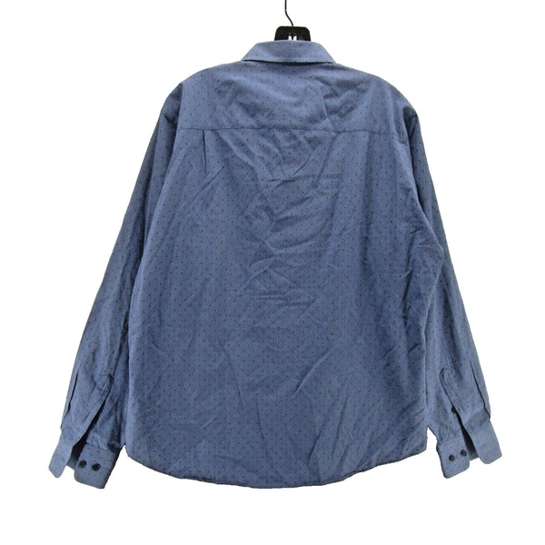 David Donahue Heathered Dobby Fusion Shirt Poplin Denim Blue Men's 17.5 XL