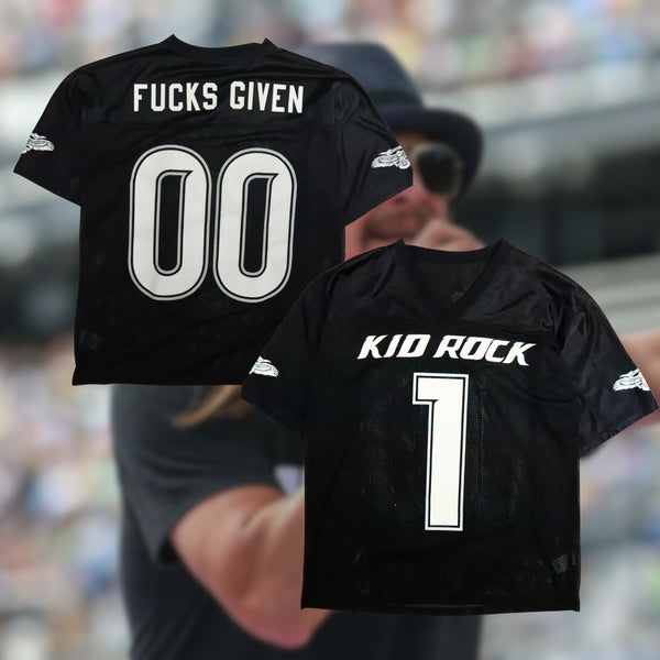 Kid Rock American Badass Football Jersey XL Black Y2K 0 F's Given Vintage
