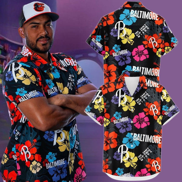 Baltimore Orioles 2024 City Connect Floral Hawaiian Shirt Adult M SGA NWOT MLB