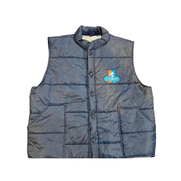 Drake’s Cakes Hilton Active Apparel Puffer Vest XL Snap Down Made In USA Vintage