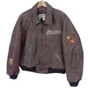 DKNY Jeans Vintage Leather Bomber Jacket Brown American Motor Patches Sz S
