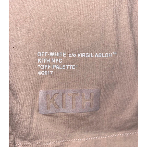 Off-White c/o Virgil Abloh x Kith 2017 Pink Main Label Tee Shirt Sz. M Authentic