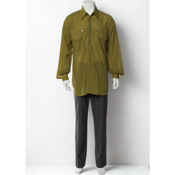Versace Jeans Couture Ittierre 90s Plaid Button Up Shirt Black Yellow Sz XL