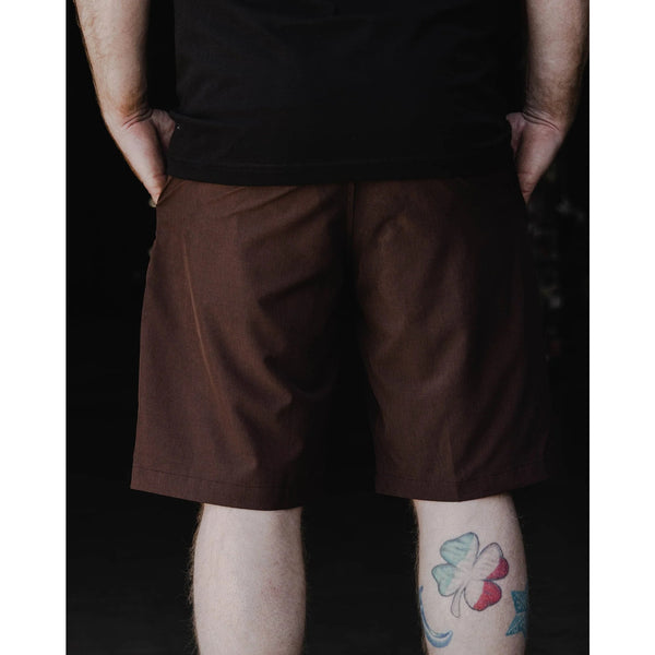 Dixxon Hybrid Shorts Mens 38 Brown Poly Spandex Lightweight Wicking NWOT 10"