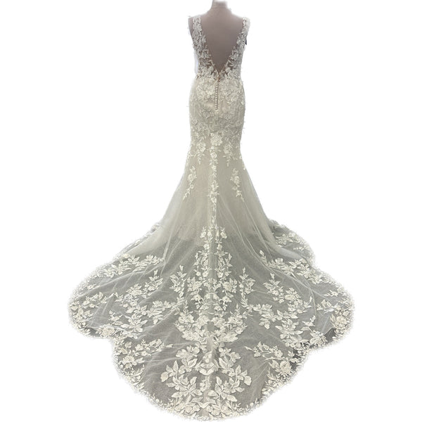 Oxford PA1199 Sz. 16 Ivory Fit & Flare Beautiful Sleeveless Scalloped (Sample)