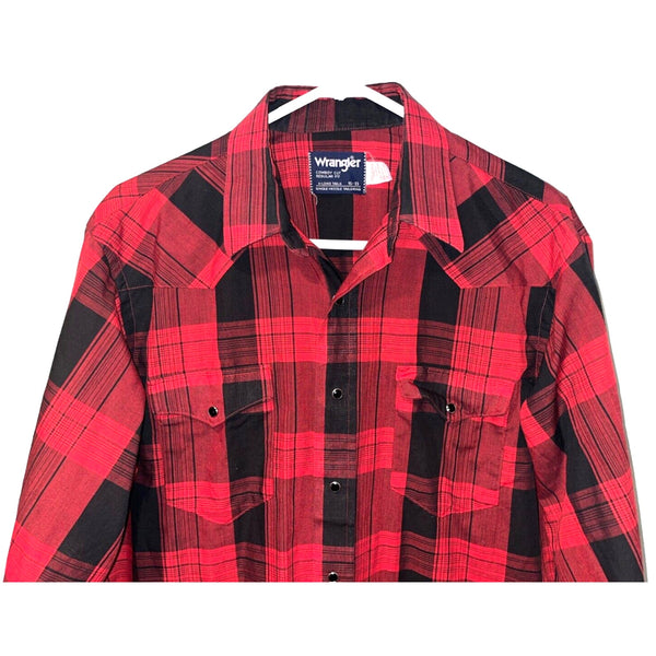 Wrangler Cowboy Cut Regular Fit X-Long Tail Shirt Rodeo 16-33 Buffalo Plaid VTG