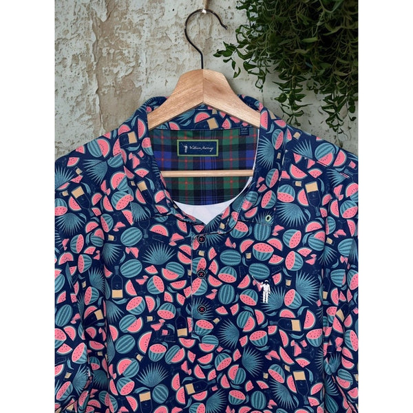 William Murray Seed Spitters Polo Shirt Golf Watermelon Print Men's Large NWOT