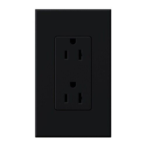 Lutron NTR-15-TR-BL Nova T Tamper Resistant Receptacles 15A 125V in Black, Matte