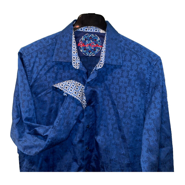 Robert Graham Cullen Jacquard Flip Cuff XL Classic Fit Egyptian Cotton NWOT $188