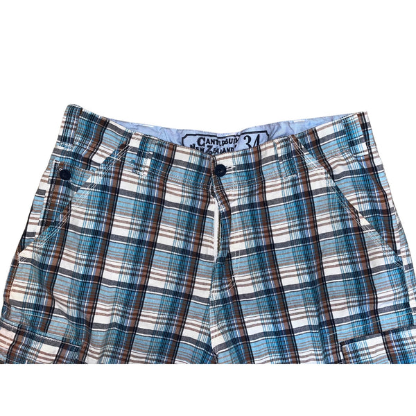 Canterbury of New Zealand Men’s Indian Madras Plaid Cargo Shorts Size 34