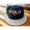 Polo Ralph Lauren Bucket Hat Nylon Navy White Pocket Adjustable S/M EUC