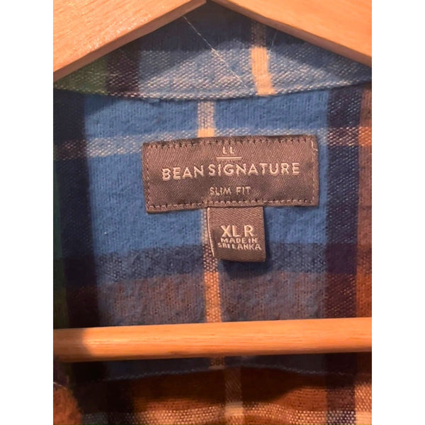 LL Bean Signature 1933 Chamois Cloth Shirt Mens XL Plaid Slim Fit Button Down