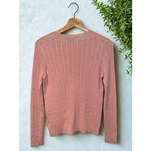 Brooks Brothers Women’s Pink Italian Cashmere Cable Knit Sweater XS