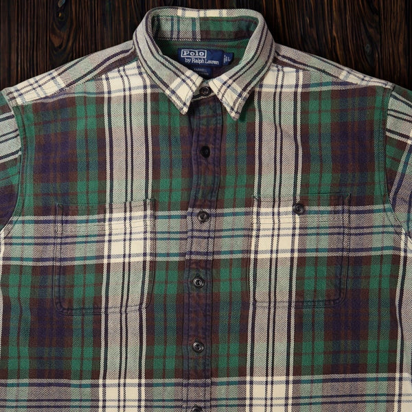 Polo Ralph Lauren Farrell Heavy Twill Shacket Men’s L Tartan Plaid Work Shirt