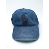 Polo Ralph Lauren Classic Chino Sport Cap Blue Raised Pony Leather Strap EUC