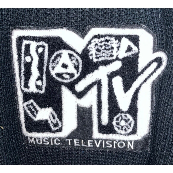 MTV Sweater Cable Knit 1989 Music Grunge Vintage Black Sz. XL