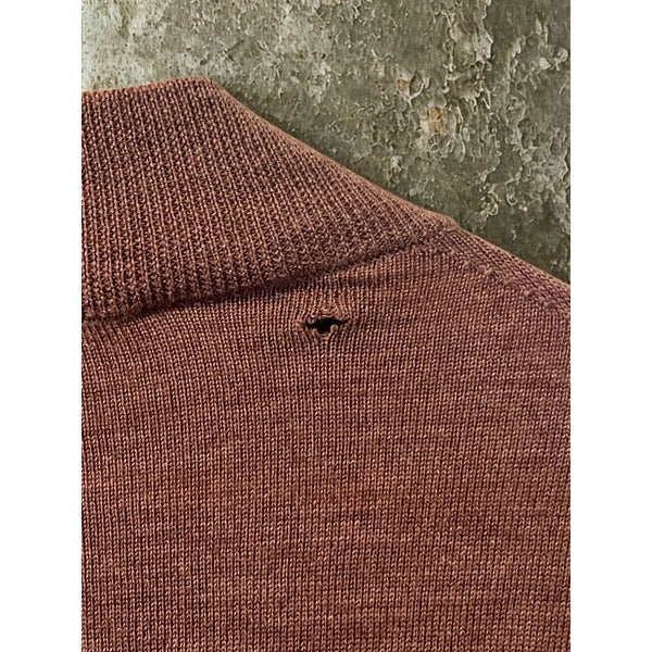 Charles Tyrwhitt Merino Wool 1/4 Zip Sweater Mens XL Brown Extra Fine Pullover