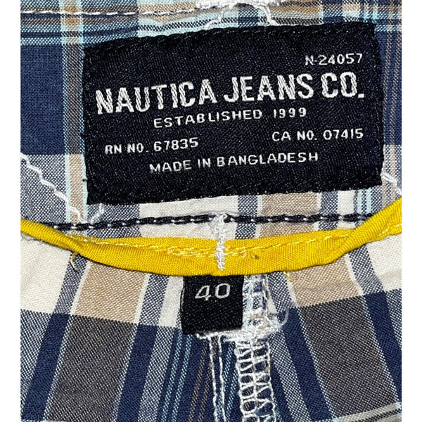 Nautica Jeans Cargo Shorts Men 40 Y2K Baggy Plaid Hip Hop Streetwear 12”