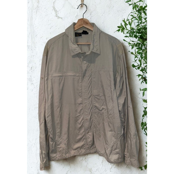 Mountain Hardwear Vented Fishing Shirt Mens XL Beige Long Sleeve Outdoor Hiking