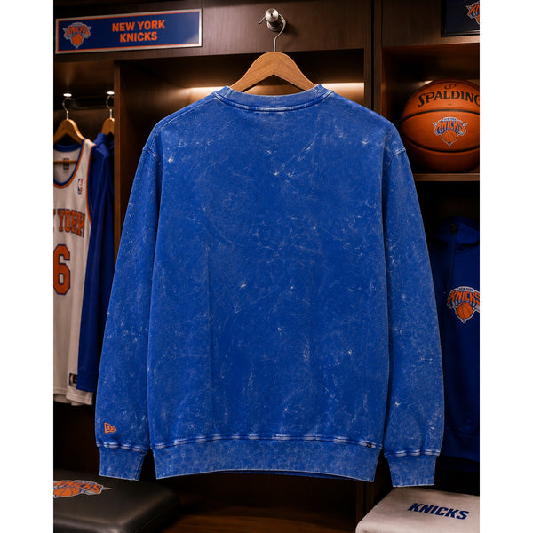 New York Knicks New Era Acid Wash Crewneck Sweatshirt Royal Blue Size L NWT Rare
