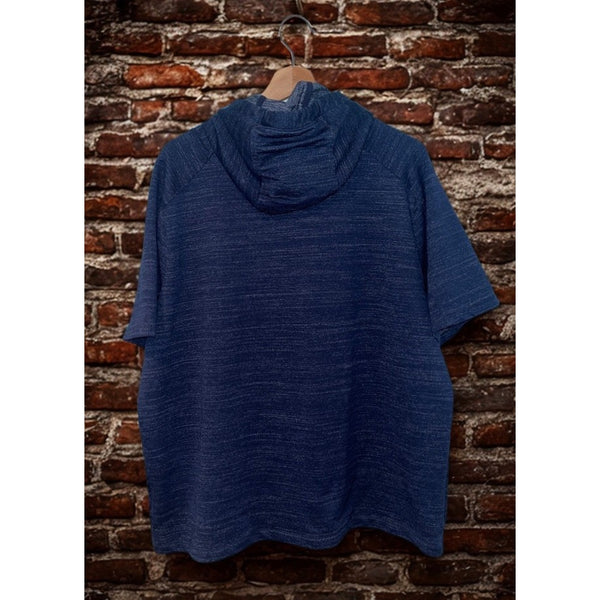Rhone Luxe Short Sleeve Knit Hoodie XL Indigo Blue Pullover Performance $98 NWOT