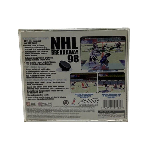 NHL Breakaway 98 (Sony PlayStation 1) PS1 Hockey Disc And Manual ML273