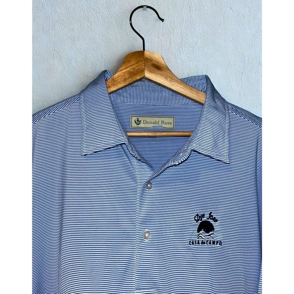 Donald Ross Sport Dye Fore Casa De Campo Golf Polo Blue Stripe XL EUC