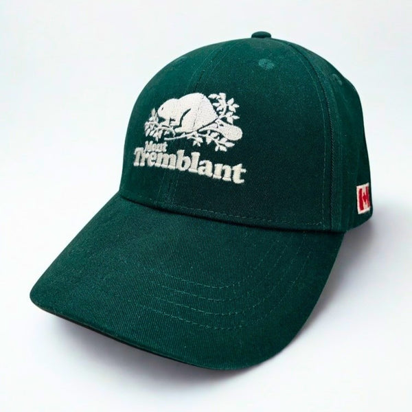 Roots Mont Tremblant Canada Beaver Logo Hat Green Strapback Cap Adult OSFA
