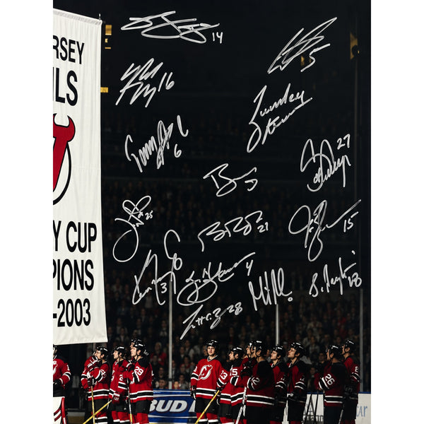 New Jersey Devils 2002-03 Stanley Cup Team Signed Framed Photo Brodeur Stevens