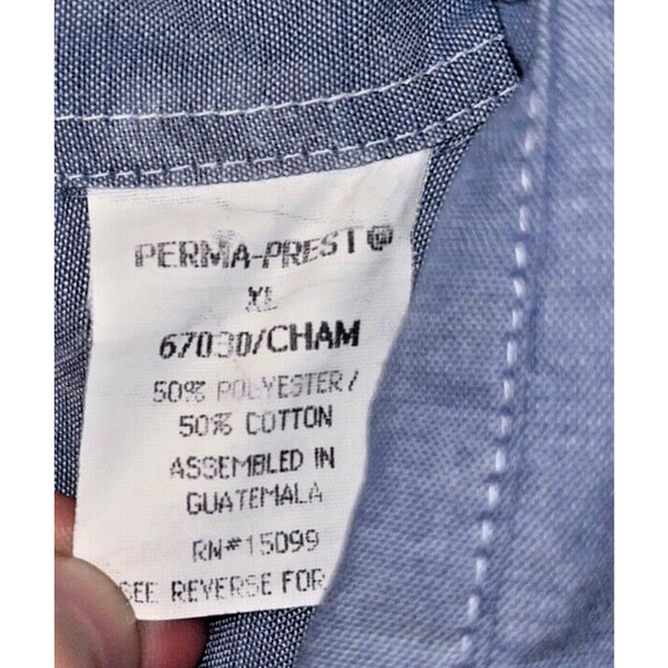 Sears Roebuck Shirt Men's XL Blue Shortsleeve Button-Down Chambray Front Pockets