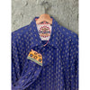 Robert Graham Textured Shirt Sz. 3XL Blue Geometric Flip Cuff Button EUC