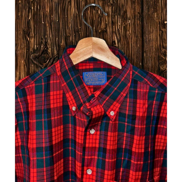 Pendleton Virgin Wool Shirt Red Black Tartan Plaid Made USA M NWT Deadstock VNTG