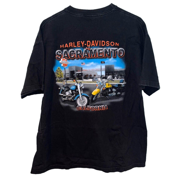 Harley Davidson Life Begins When You Get One Sacramento XL Hanes Beefy-T Biker T
