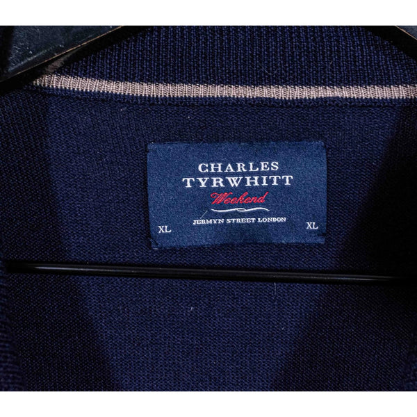 Charles Tyrwhitt Merino Wool Polo Sweater Navy Blue XL Men’s Luxury Knit